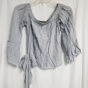 Womens ots Grey Jens Pirate Booty Cold Shoulder wrap top Size PS